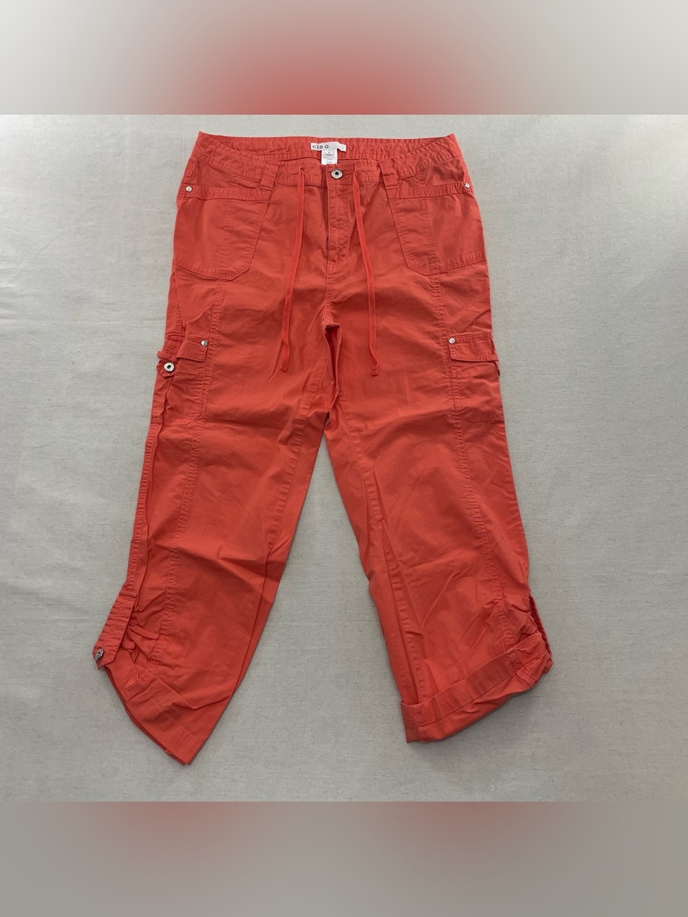CLEO Capri Womens Salmon Pink Casual Cargo Shorts W34 Drawstring Pockets